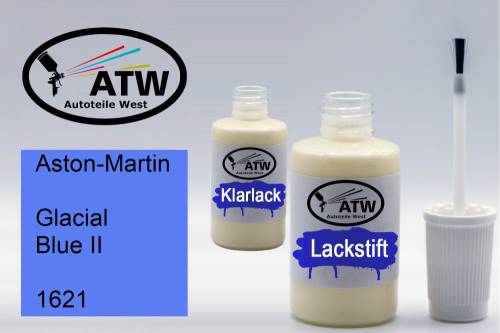 Aston-Martin, Glacial Blue II, 1621: 20ml Lackstift + 20ml Klarlack - Set, von ATW Autoteile West.